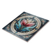 チューリップ花ステンドグラスのモザイク タイル (側面)