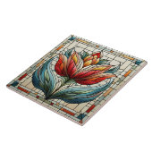 チューリップ花ステンドグラスのモザイク タイル (側面)