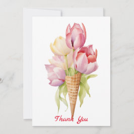 チューリップ花デザート サンキューカード