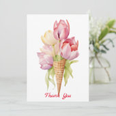 チューリップ花デザート サンキューカード (スタンド正面)