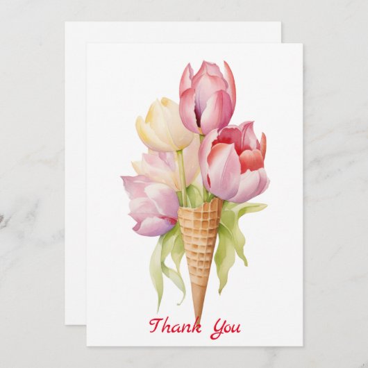 チューリップ花デザート サンキューカード (正面/裏面)