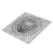 チューリップ花モザイク – 白大理石 タイル (側面)