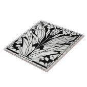 チューリップ花モザイク – 白黒の大理石 タイル (側面)