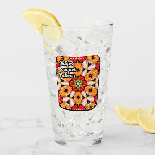 チューリップ花束パターン タンブラーグラス (アイス正面)