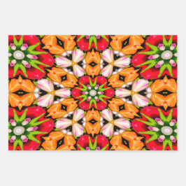 チューリップ花束パターン ラッピングペーパーシート