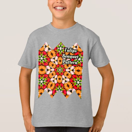 チューリップ花束パターン Tシャツ (正面)