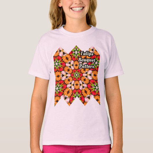 チューリップ花束パターン Tシャツ (正面)