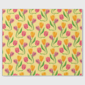 チューリップ花水彩継ぎ目無し模様 ラッピングペーパー (フラット)