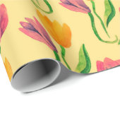 チューリップ花水彩継ぎ目無し模様 ラッピングペーパー (ロールコーナー)