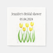 チューリップ花水彩黄色ブライダルシャワー スタンダードカクテルナプキン (正面)