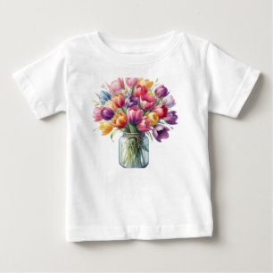 チューリップ花瓶 ベビーTシャツ