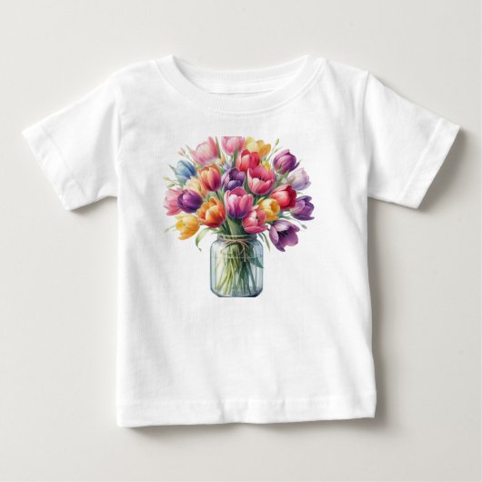 チューリップ花瓶 ベビーTシャツ (正面)