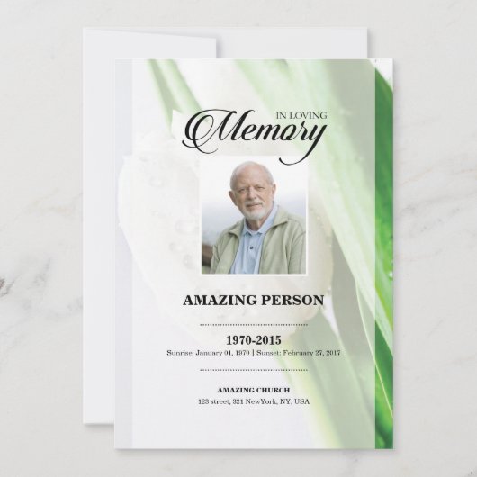 チューリップ葬儀祈りの言葉カードテンプレート (正面)