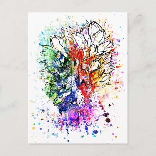 チューリップ鉛筆スケッチ ポストカード (正面)