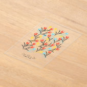 チューリップ鮮やかパターンフローラデザインオン白 アクリル招待状 (レイダウン)