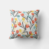 チューリップ鮮やかパターンフローラデザインオン白 クッション (裏面)