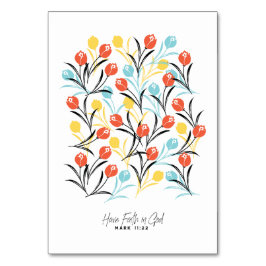 チューリップ鮮やかパターンフローラデザインオン白 テーブルナンバー