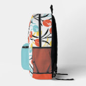 チューリップ鮮やかパターンフローラデザインオン白 プリントバックパック (右)
