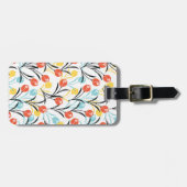チューリップ鮮やかパターンフローラデザインオン白 ラゲッジタグ (正面横)