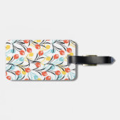チューリップ鮮やかパターンフローラデザインオン白 ラゲッジタグ (裏面横)