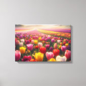 チューリップ鮮やかフィールドイン開花 キャンバスプリント (正面)