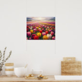 チューリップ鮮やかフィールドイン開花 ポスター (キッチン)