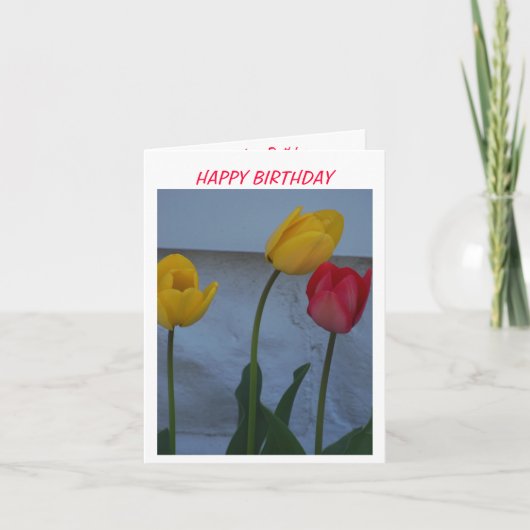 チューリップ&お誕生日ケーキ カード (正面)