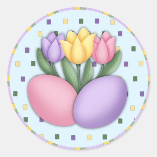 チューリップ&エッグステッカー ラウンドシール (正面)