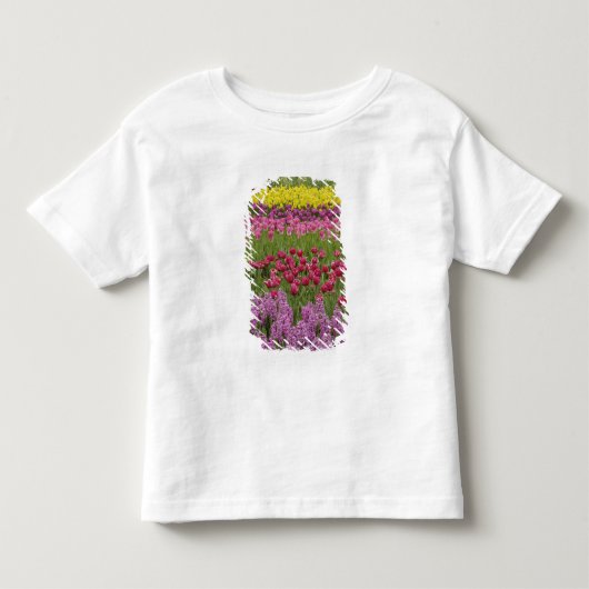 チューリップ、スイセン、ヒヤシンスの庭 トドラーTシャツ (正面)