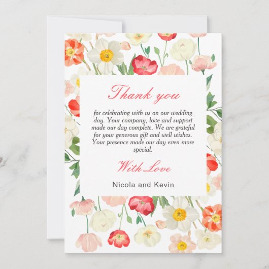 チューリップ&ダフォジル春の結婚式 サンキューカード (正面)