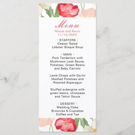 チューリップ&ダフォジル春の結婚式 メニュー (正面)