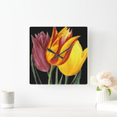 チューリップ(チューリパジェスネリアナ) スクエア壁時計 (ホーム)