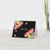 チューリップ&バタフライ ブラック ブライダルシャワー サンキューカード (正面)