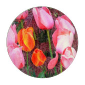 「チューリップ」円形ガラス切削板（写真付） カッティングボード (正面)