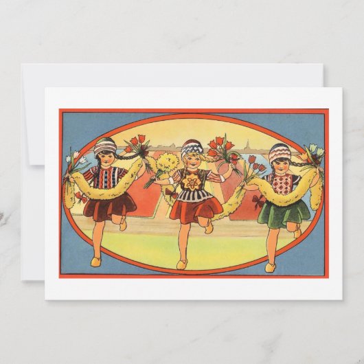 チューリップ&木製靴招待状 招待状 (正面)