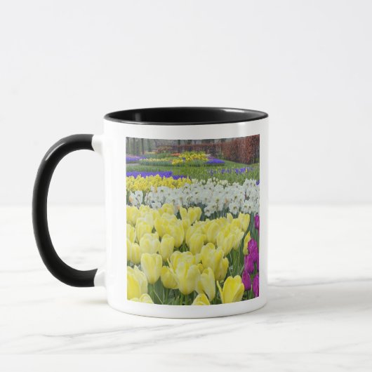 チューリップ、水仙、ムスカリの花、 マグカップ (左)
