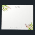 チューリップ、水彩、ピンクと緑。 ノートパッド<br><div class="desc">チューリップパーソナライズされた付きのノートエレガントパッド。カスタマイズ文字。</div>