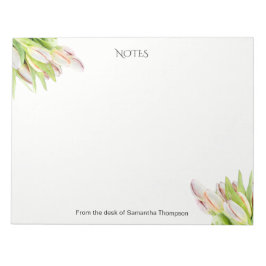 チューリップ、水彩、ピンクと緑。 ノートパッド