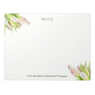 チューリップ、水彩、ピンクと緑。 ノートパッド