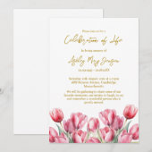 チューリップ 生涯のお別れ式 招待状 (正面/裏面)