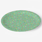 チューリップ&蝶グリーンパターン ペーパープレート (アングル)