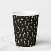 チューリップ&蝶ブラックパターン 紙コップ (裏面)