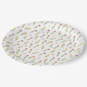 チューリップ&蝶ホワイトパターン ペーパープレート (アングル)