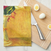 チューリップbyピエールルノアール、ヴィンテージ印象派アート キッチンタオル (四つ折り)
