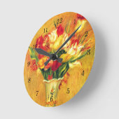 チューリップbyピエールルノアール、ヴィンテージ印象派アート ラウンド壁時計 (傾斜)