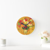 チューリップbyピエールルノアール、ヴィンテージ印象派アート ラウンド壁時計 (ホーム)