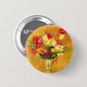 チューリップbyピエールルノアール、ヴィンテージ印象派アート 缶バッジ (正面&裏面)