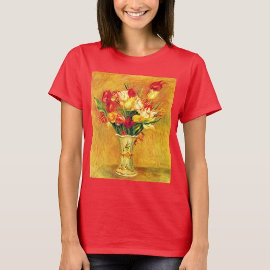 チューリップbyピエールルノアール、ヴィンテージ印象派アート tシャツ (正面)