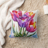 チューリパーソナライズされたップ水彩 クッション (ブランケット)