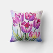 チューリパーソナライズされたップ水彩 クッション (裏面)